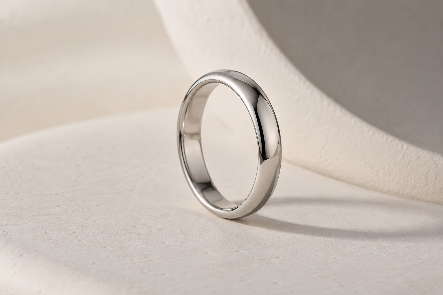 A wedding ring shown close up for sizing guidance