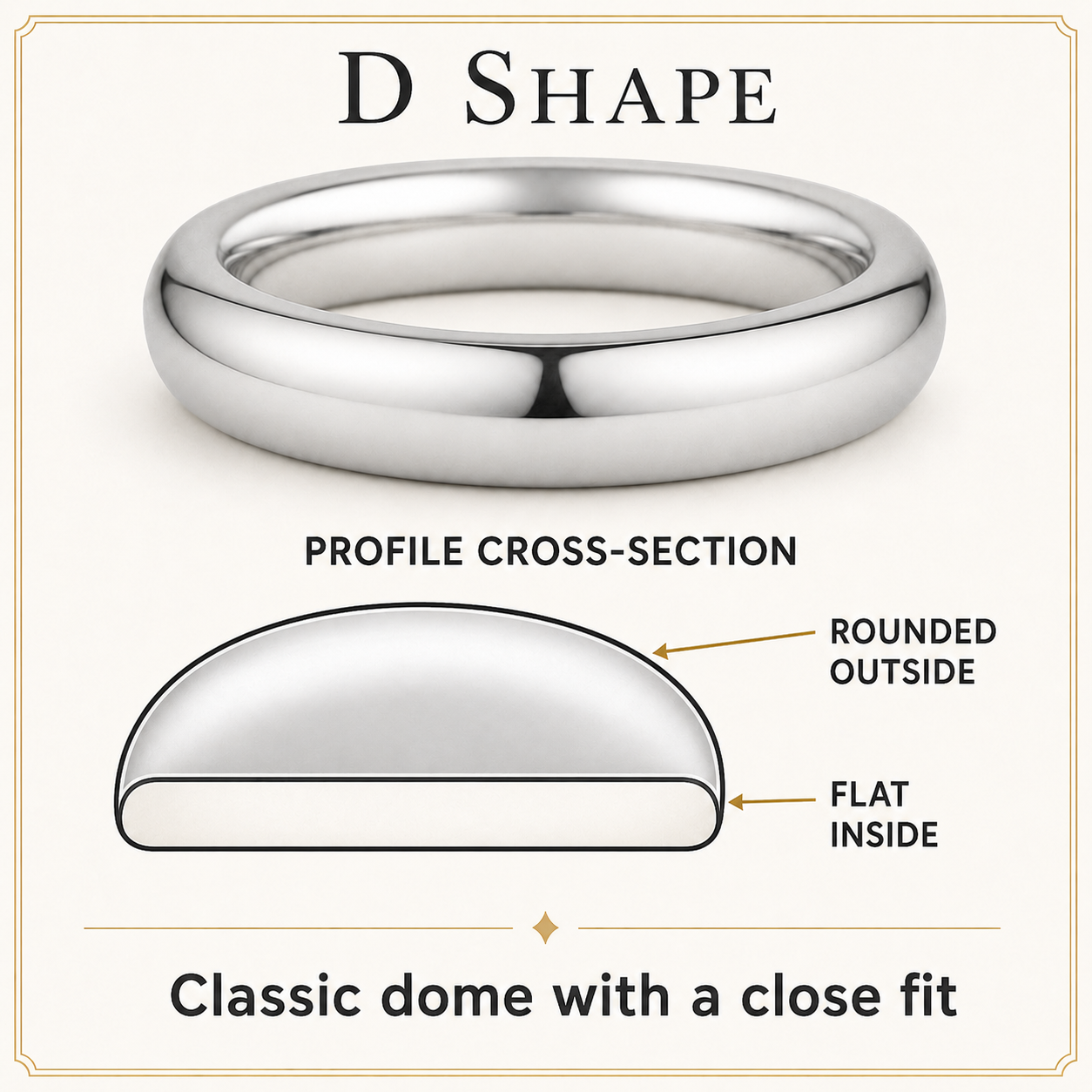D Shape wedding ring profile