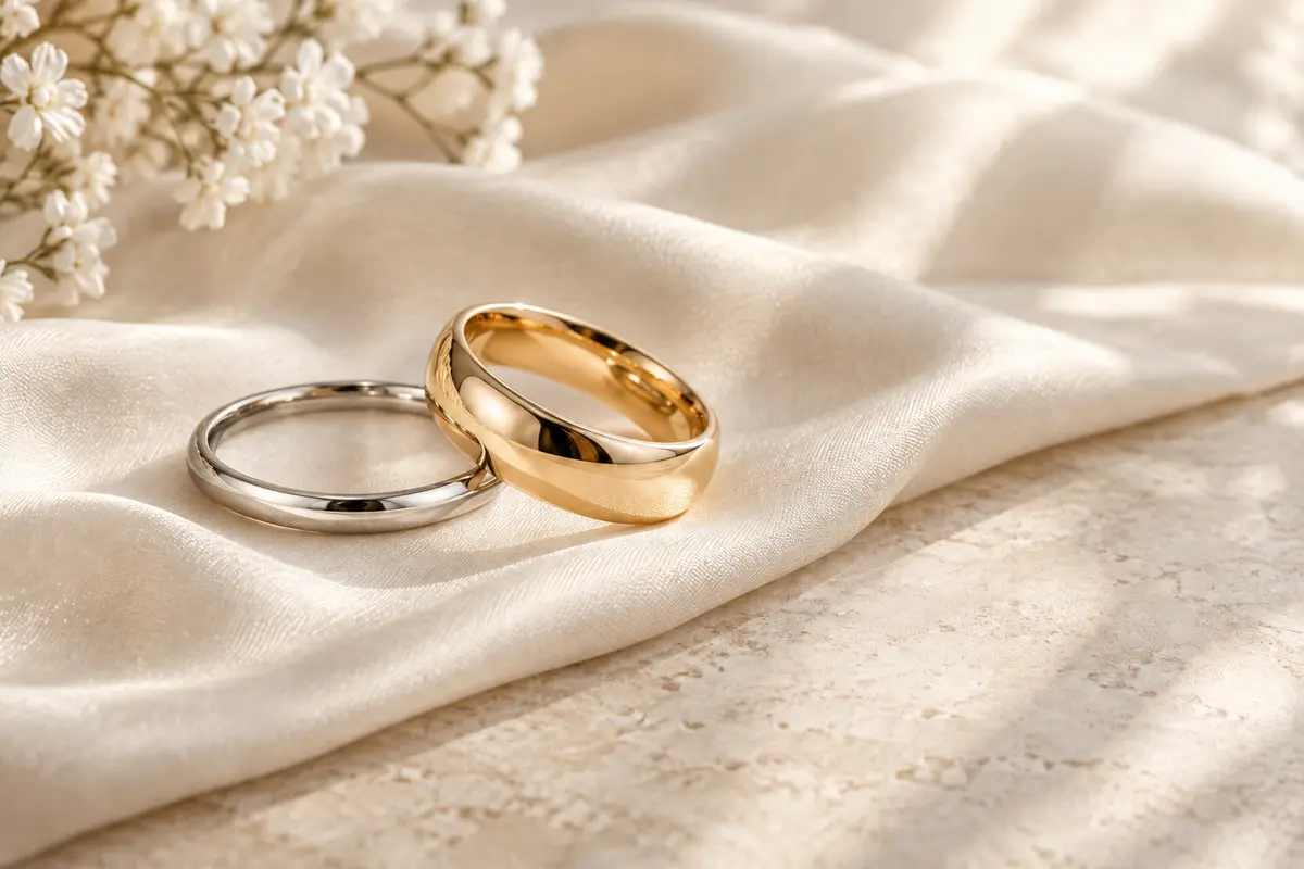 Platinum and yellow-gold wedding rings