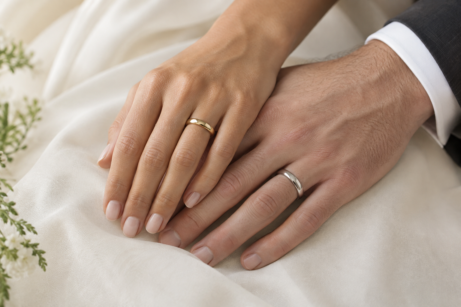 Nova Diamonds plain wedding bands on hands